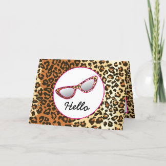 Cat Öga Glass Leopard Skriv ut med eget namn Tack Kort