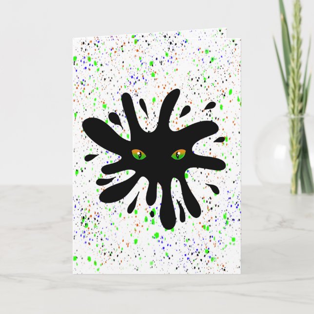 Cat Öga Peering out a Black Hål Kort (Framsida)