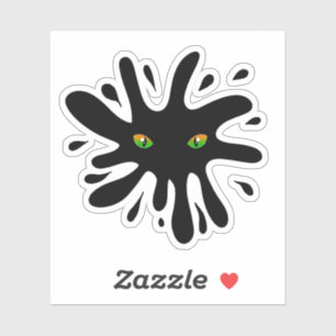 Cat Öga tittar ett svart block Klistermärken