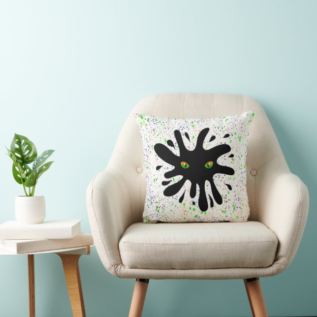 Cat Öga tittar ett svart block Kudde (Stol)