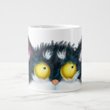 Cat ögon tittar två ton kaffe mugg