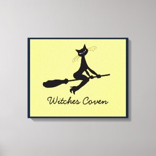 Cat on Broomstick-Kanvastryck Canvastryck