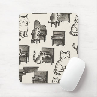 Cat on Piano Mouse pad Musmatta