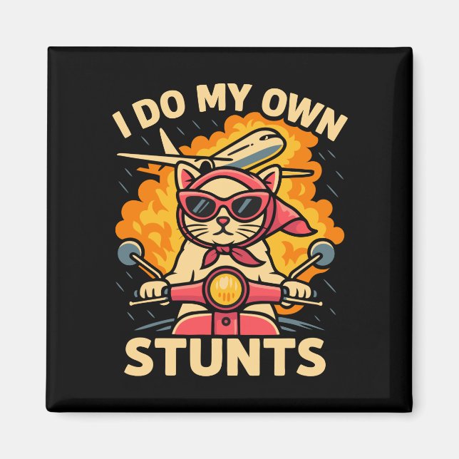 Cat On Scooter, jag gör mina egna stenar Magnet (Framsidan)