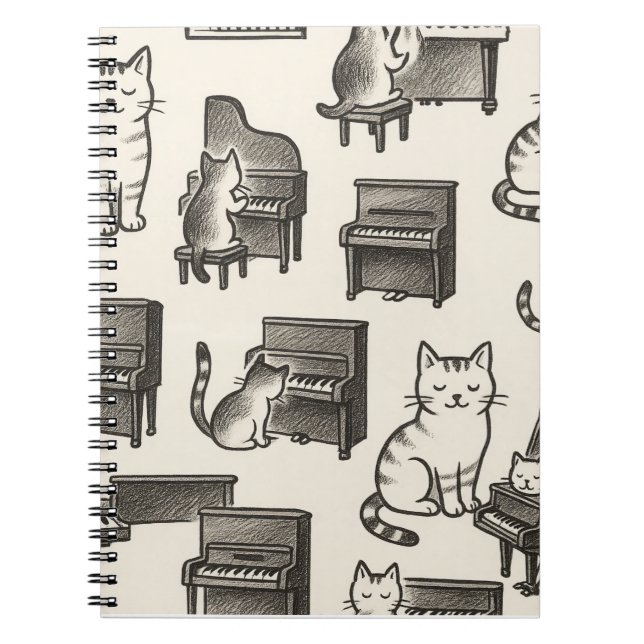 Cat on the Piano photo Notebook Anteckningsbok (Framsidan)