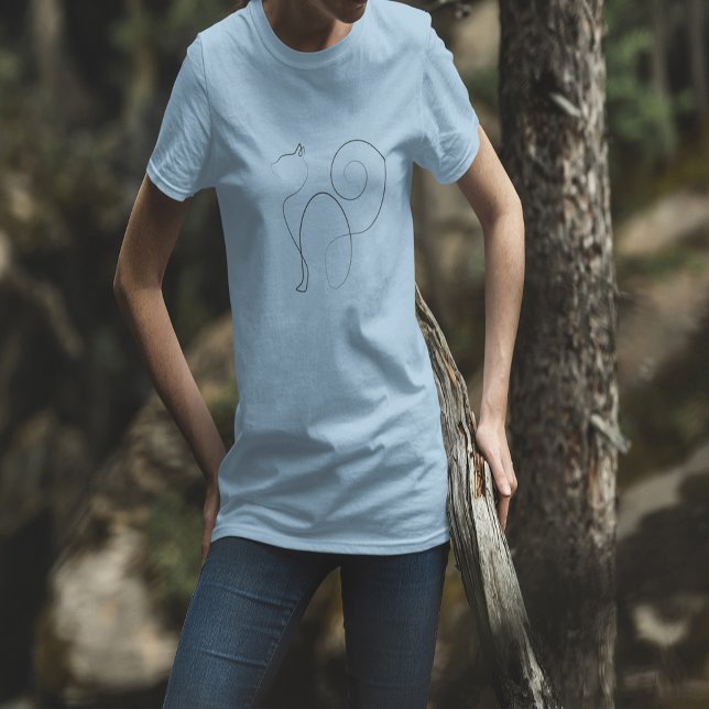Cat One Line Drawing Art T Shirt (Cat One Line Drawing Art T-Shirt)
