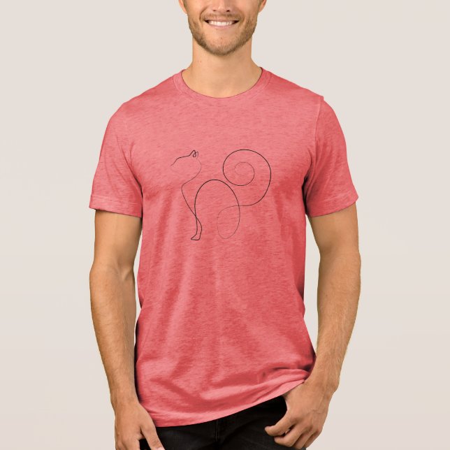 Cat One Line Teckning Art T Shirt (Framsida)