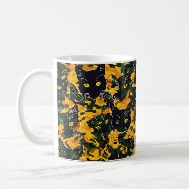 Cat Orange Mönster Kaffemugg (Vänster)