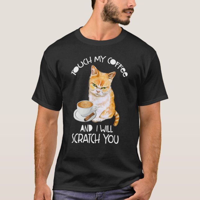 Cat Ouch, min kaffe och jag ska frigöra dig. T Shirt (Framsida)