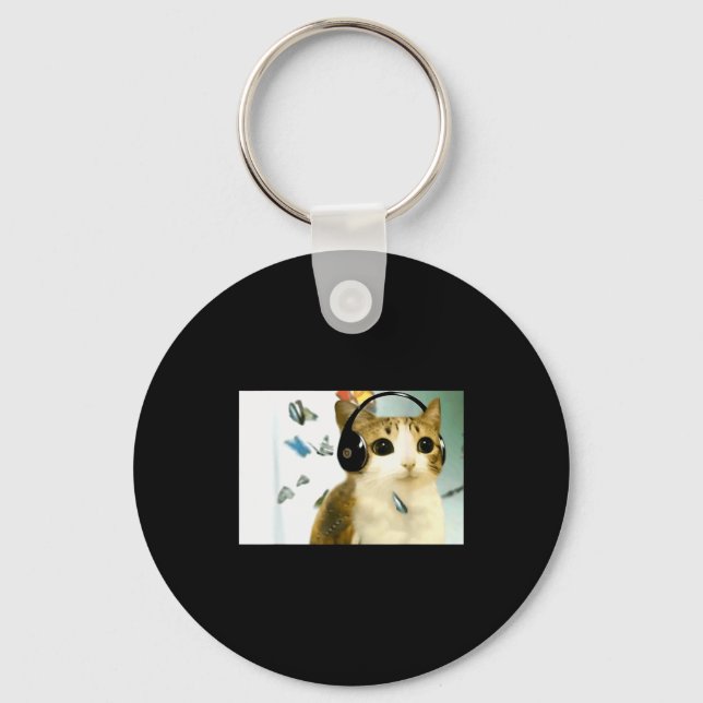 Cat Owl Funny Cursed Internet Trendy Meme Funny Me Nyckelring (Framsida)