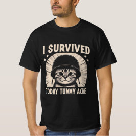 Cat Owner Humor Shirt Tummy Ache Survivor Graphic T