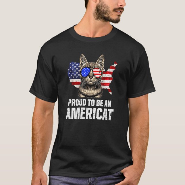 Cat Owner US Flagga Patriot Sunglass Usa T Shirt (Framsida)