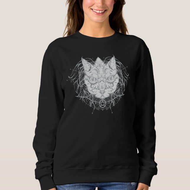 Cat Pagan Witch Wicca Gömt Måne faser av Wiccan T Shirt (Framsida)