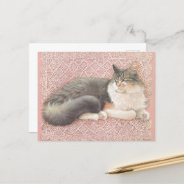 CAT PAINTED POSTCARD VYKORT