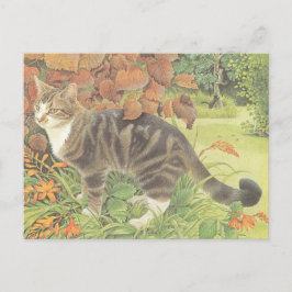 CAT PAINTED POSTCARD VYKORT