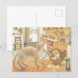 CAT PAINTED POSTCARD VYKORT