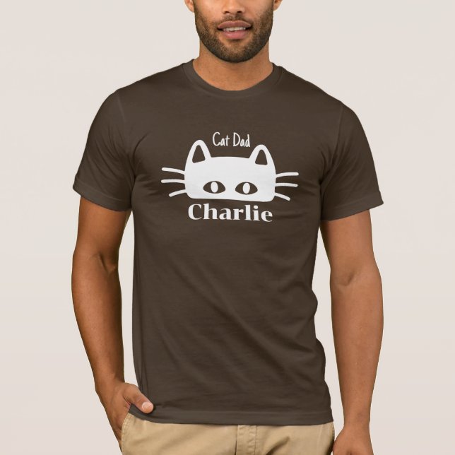 Cat Pappa anpassningsbar cat namn T Shirt (Framsida)