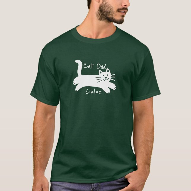 Cat Pappa anpassningsbar cat namn T Shirt (Framsida)