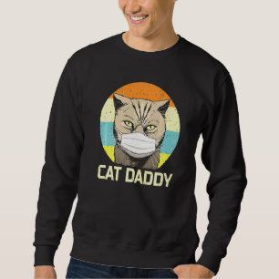 Cat pappa Ansikte Mask Fars dag Quarantine Cat Pap Lång Ärmad Tröja