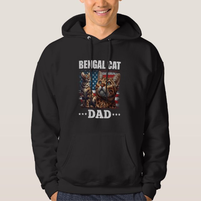Cat pappa BENGAL CAT PAPPA America Funny Bengal Fa Hoodie (Framsida)