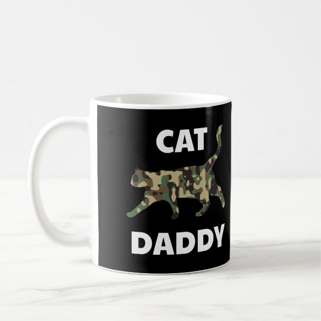 Cat pappa Camouflage Funny Pappa Pet Owner Far Ki Kaffemugg (Vänster)