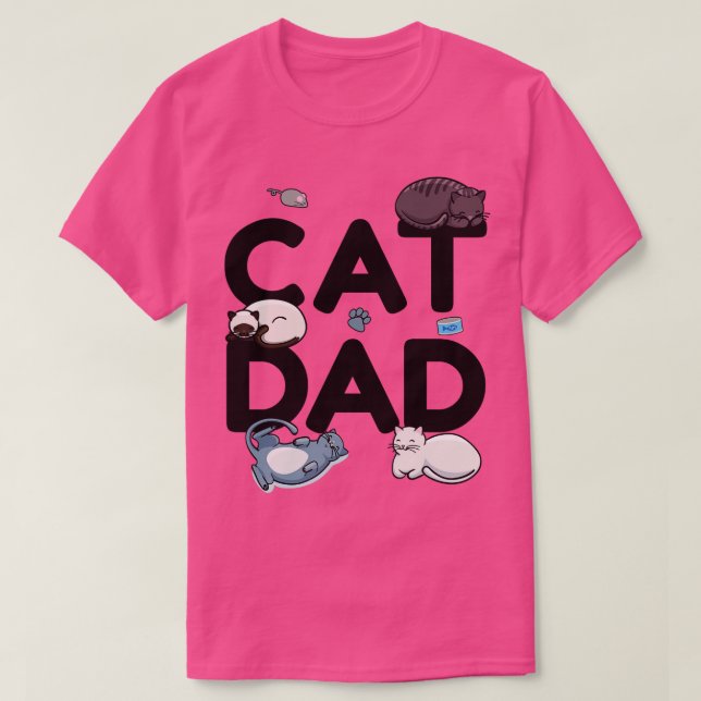 Cat Pappa Cat Cat man pappa Kattunge Meow (2) T Shirt (Design framsida)