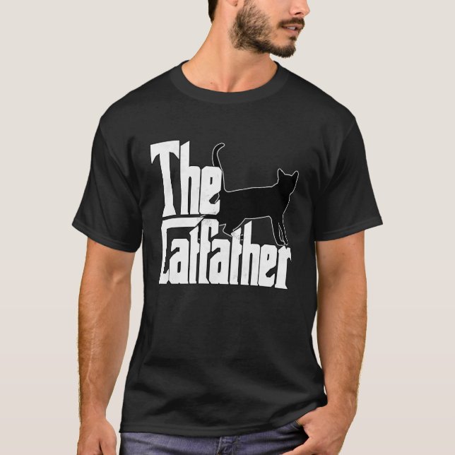 Cat Pappa, Catfather Crazy Black Cat Far Kattunge T Shirt (Framsida)