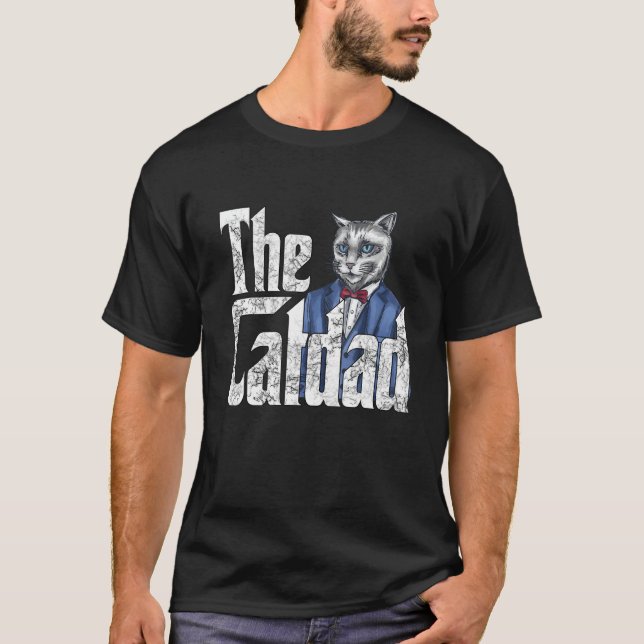Cat Pappa, Catfather Crazy Cat Far Kattunge pappa T Shirt (Framsida)
