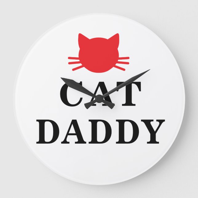 Cat Pappa Clock Stor Klocka (Framsida)