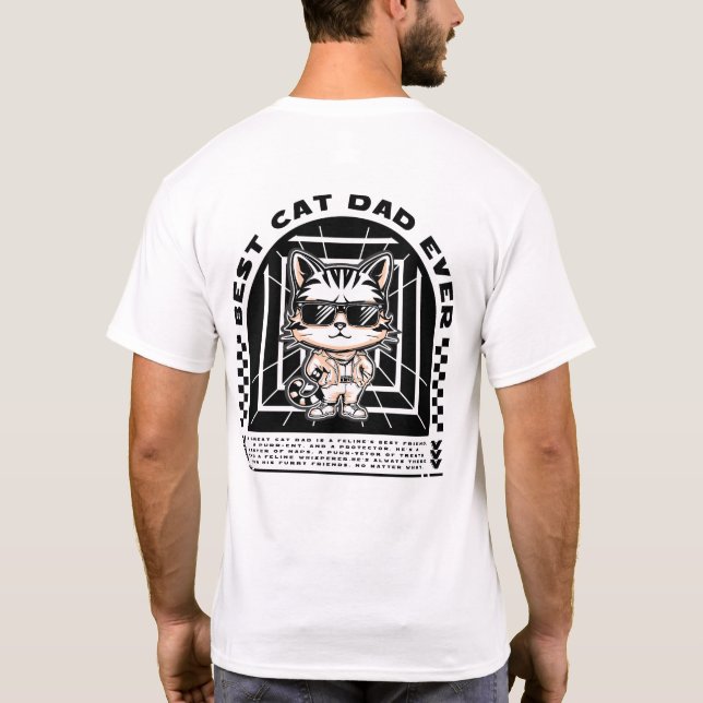 Cat Pappa Coola Black Text T Shirt (Baksida)
