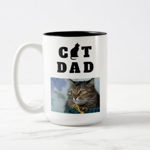 Cat Pappa Cute Silhouette Photo Två-Tonad Mugg