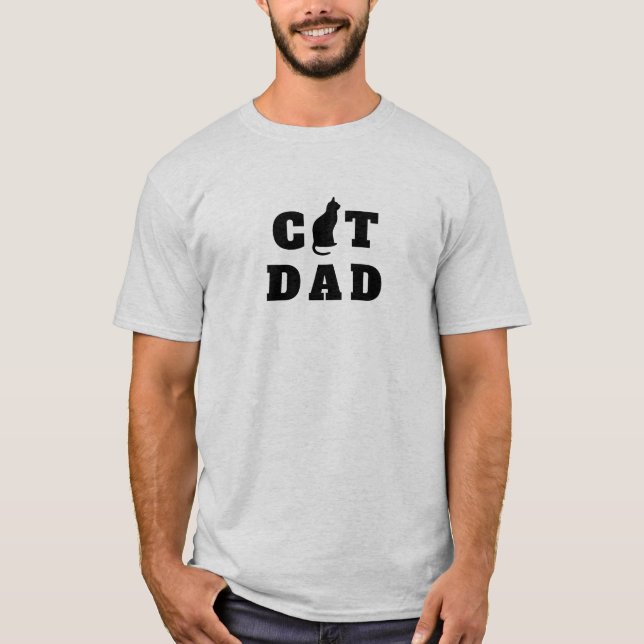 Cat Pappa Cute Silhouette T Shirt (Framsida)
