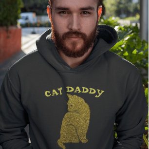 CAT PAPPA DADDY GULD GLITTER BLACK T-SHIRTS HOODIE