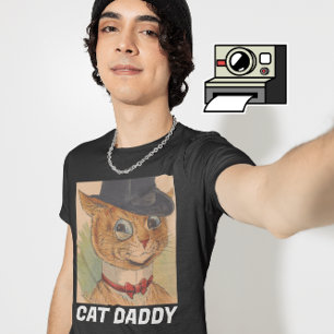 CAT PAPPA DADDY TOP HAT ART-SHIRTS TEES T SHIRT