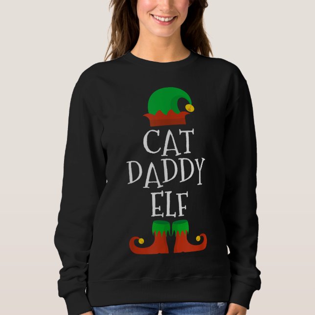 Cat Pappa Elf-julmatchningsfamiljen Funny Paja T Shirt (Framsida)