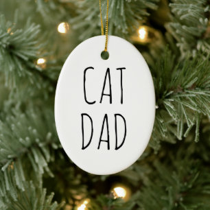 "Cat Pappa" Enkel modern jordbruksenhet Julgransprydnad Keramik