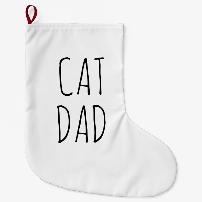 "Cat Pappa" Enkel modern jordbruksenhet Stor Julstrumpa (Framsidan)