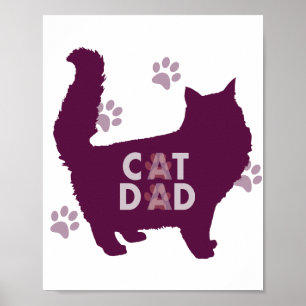 Cat Pappa för Cat Lovers och Cat Owners Lila Poster
