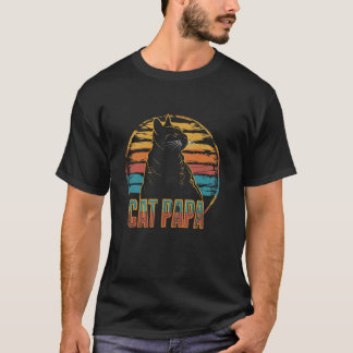 Cat Pappa Funny Retro 70-talets 80-årsjubileum Vin T Shirt