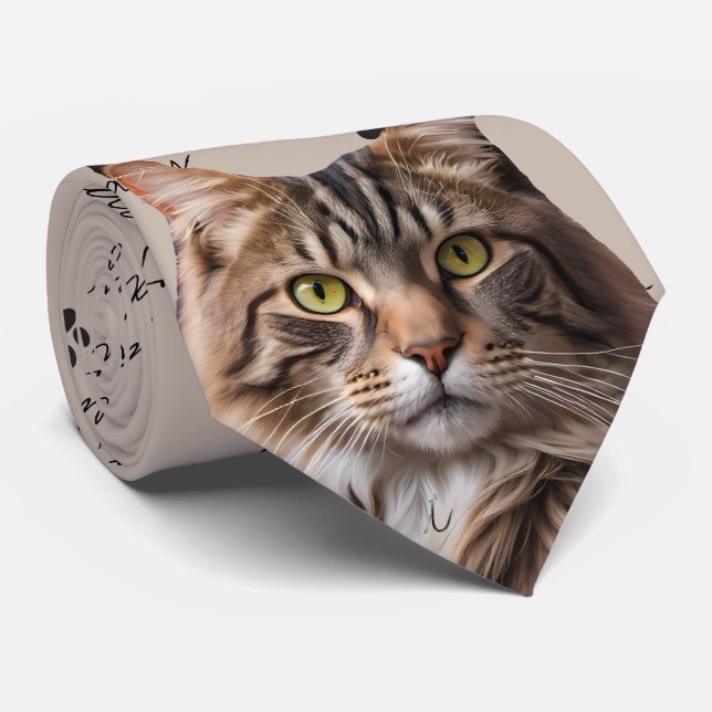 Cat pappa Grått Tabby katt Neck Tie Slips (Rullad)