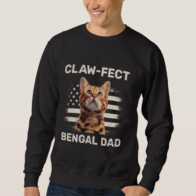 Cat pappa KLO-FECT BENGAL PAPPA Bengal Cats Far Lång Ärmad Tröja (Framsida)