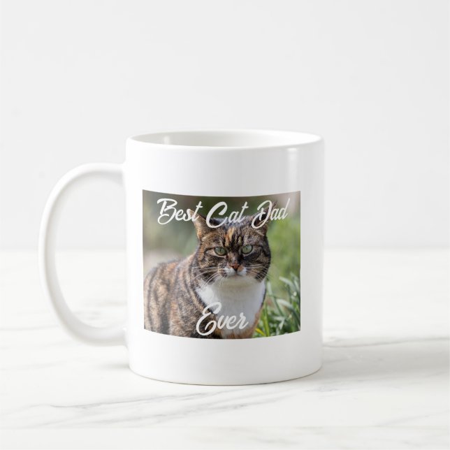 Cat Pappa Mugg - Anpassningsbar Photo & Namn Best  (Vänster)