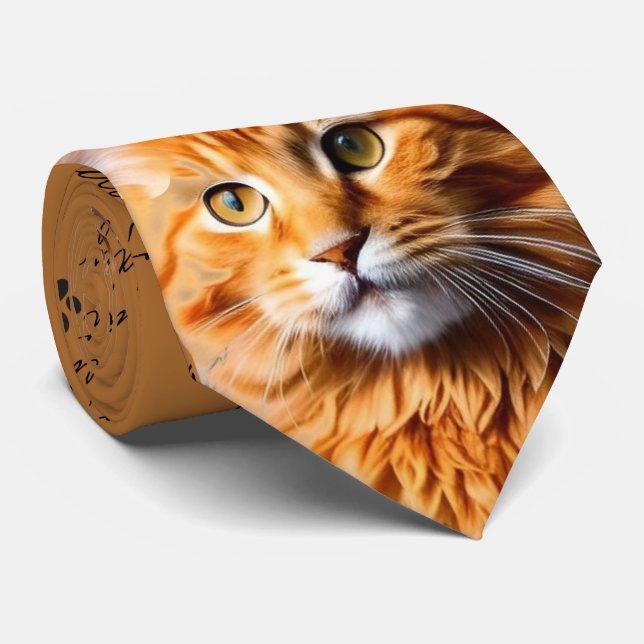 Cat pappa Orange Tabby katt Neck Tie Slips (Rullad)