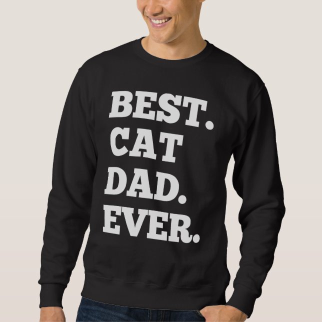 Cat Pappa Pappa Far S Day Lång Ärmad Tröja (Framsida)