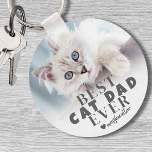 Cat Pappa Personlig Pet Photo Nyckelring