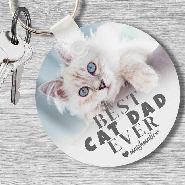 Cat Pappa Personlig Pet Photo Nyckelring (Cat Dad Personalized Pet Photo keychain)