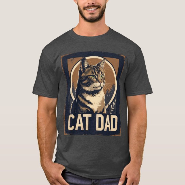 Cat Pappa Pride - tålig Kattdjur Art T Shirt (Framsida)