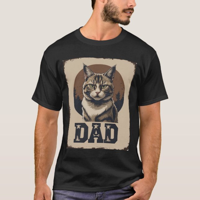 Cat Pappa Pride - tålig Kattdjur Art T Shirt (Framsida)