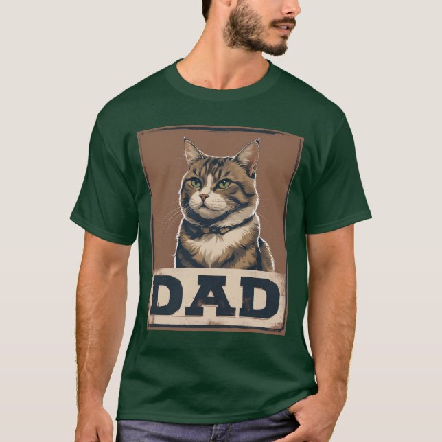 Cat Pappa Pride - tålig Kattdjur Art T Shirt (Framsida)