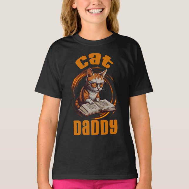 Cat pappa Reading T Shirt (Framsida)